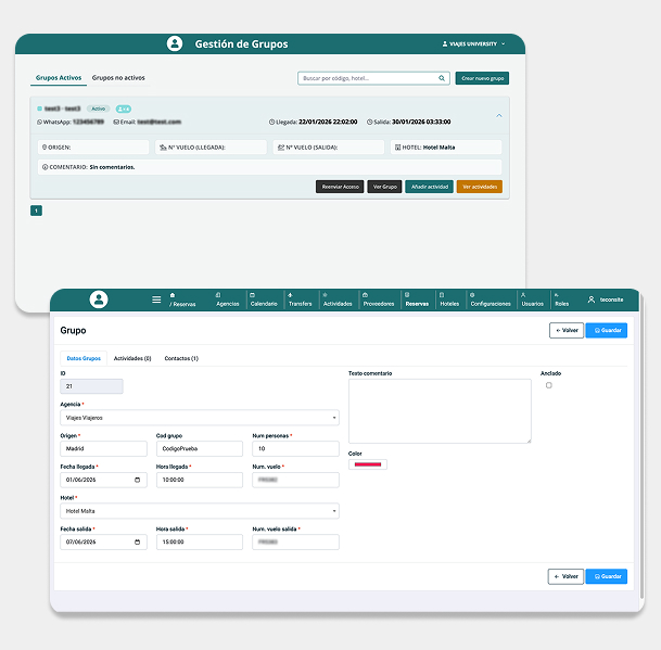 Galería Imagen Dashboard de Aplicación para Gestión de Actividades y Excursiones Turísticas