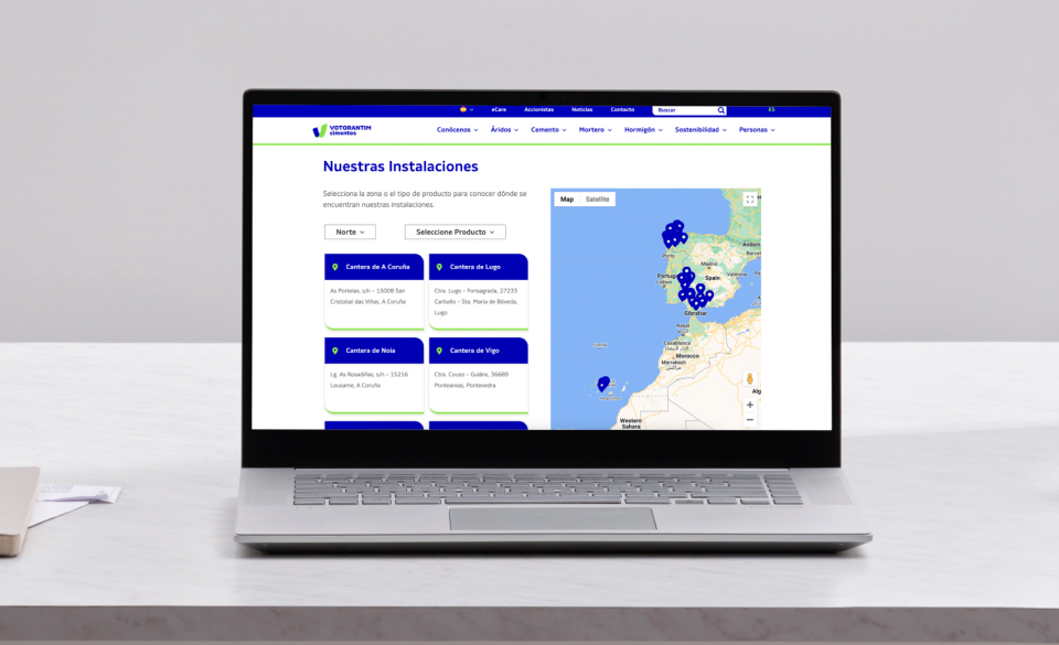 Integración de Mapas y Localización de Fábricas en Votorantim Cimentos España
