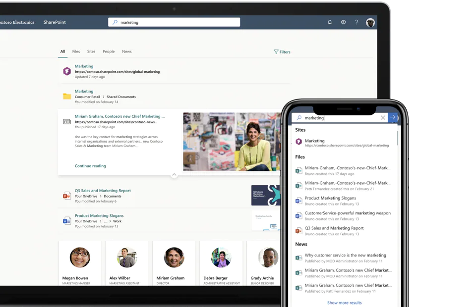 Te ayudamos a aumentar la productividad de tu empresa mediante un desarrollo con Sharepoint.